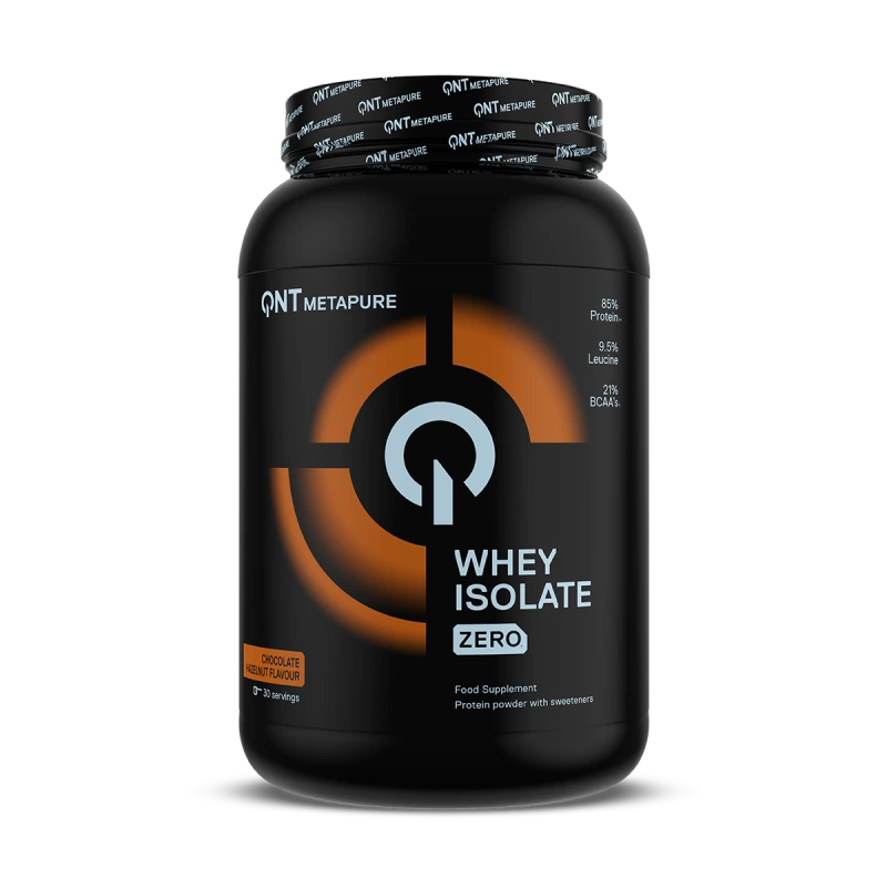 QNT Metapure lazdyno riešutų ir šokolado skonio baltymų izoliatas sportui, 908g pakuotė