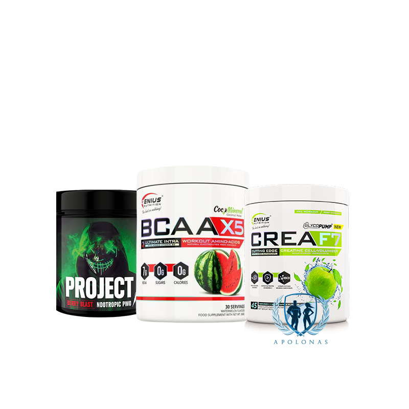 Swedish Supplements Project X 320g + Genius Nutrition CreaF7 405g + Genius Nutrition BCAA X5 360g
