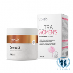 OstroVit omega 3 180kaps, + VpLab vitaminų rinkinys - Pasirinkimas : Moteriški vitaminai