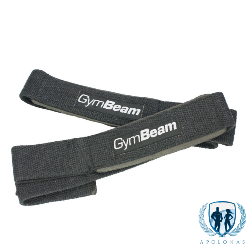 GymBeam dirželiai štangai kelti (straps) Juodi