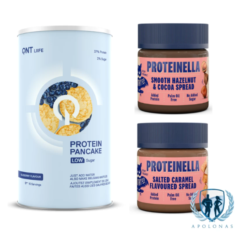 QNT Protein Pancake 500g + 2 vnt. HealthyCo Proteinella 200g rinkinys