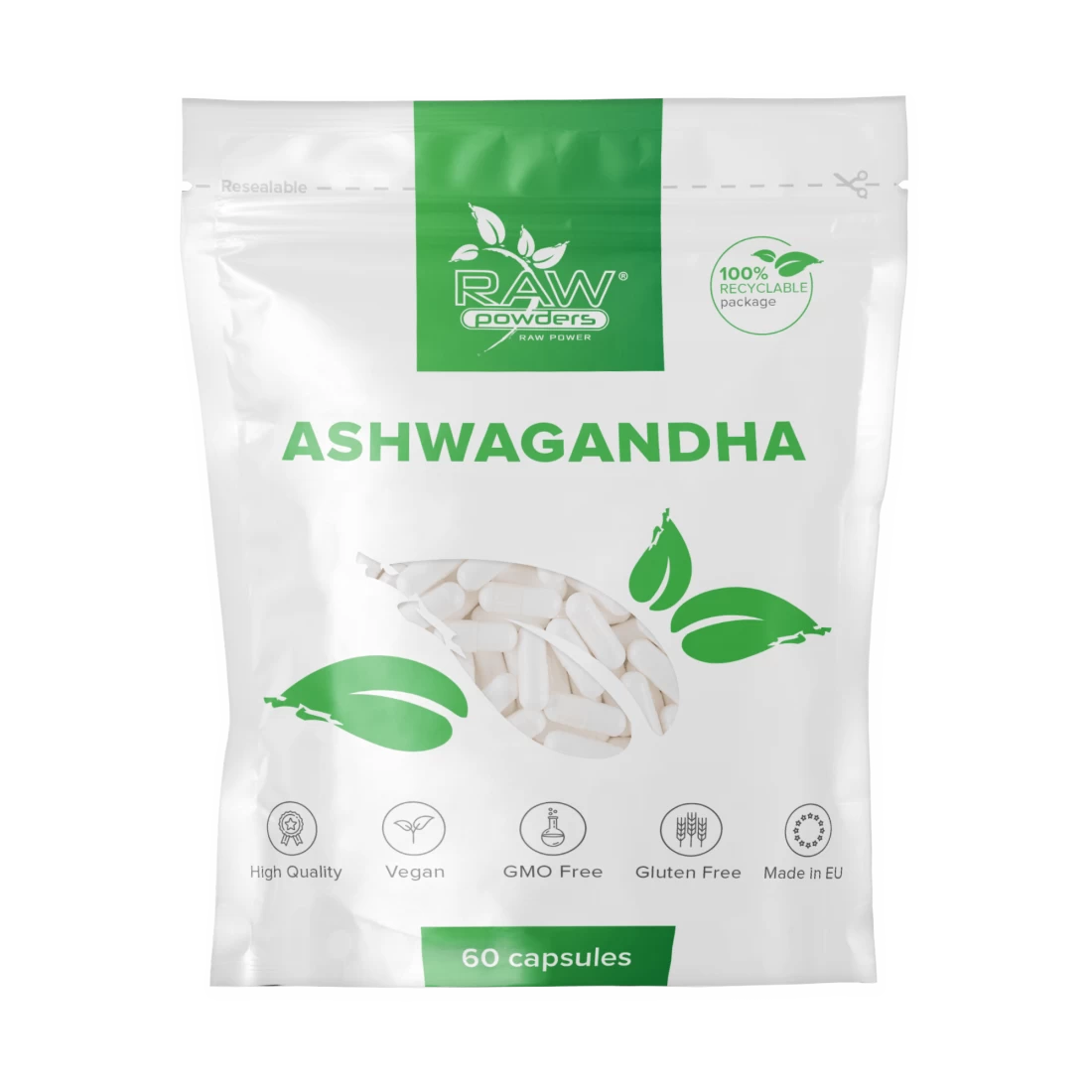 Raw Powders Ashwagandha 60kaps