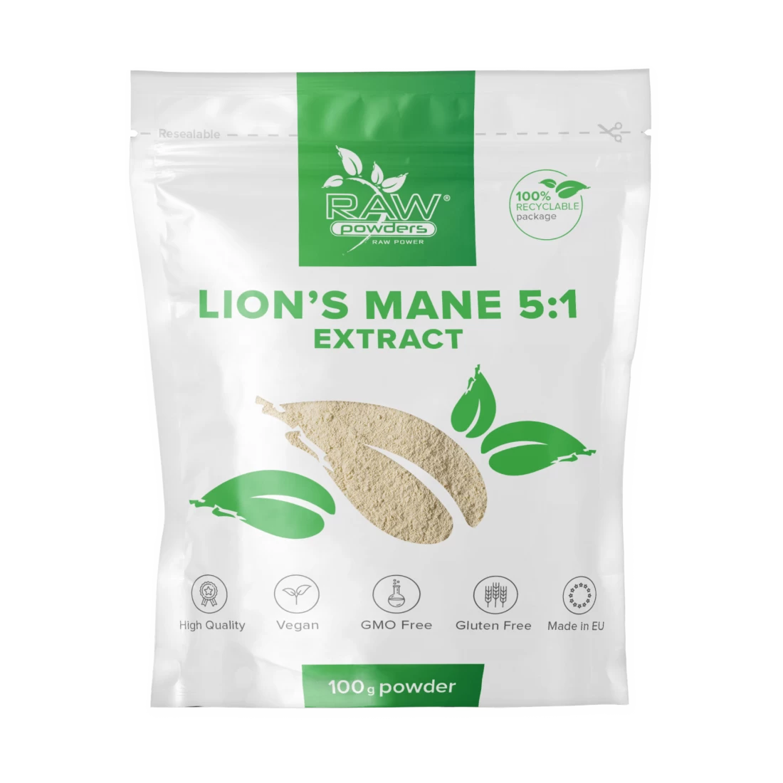 Raw Powders Lion's mane 5:1 Ekstraktas 100g
