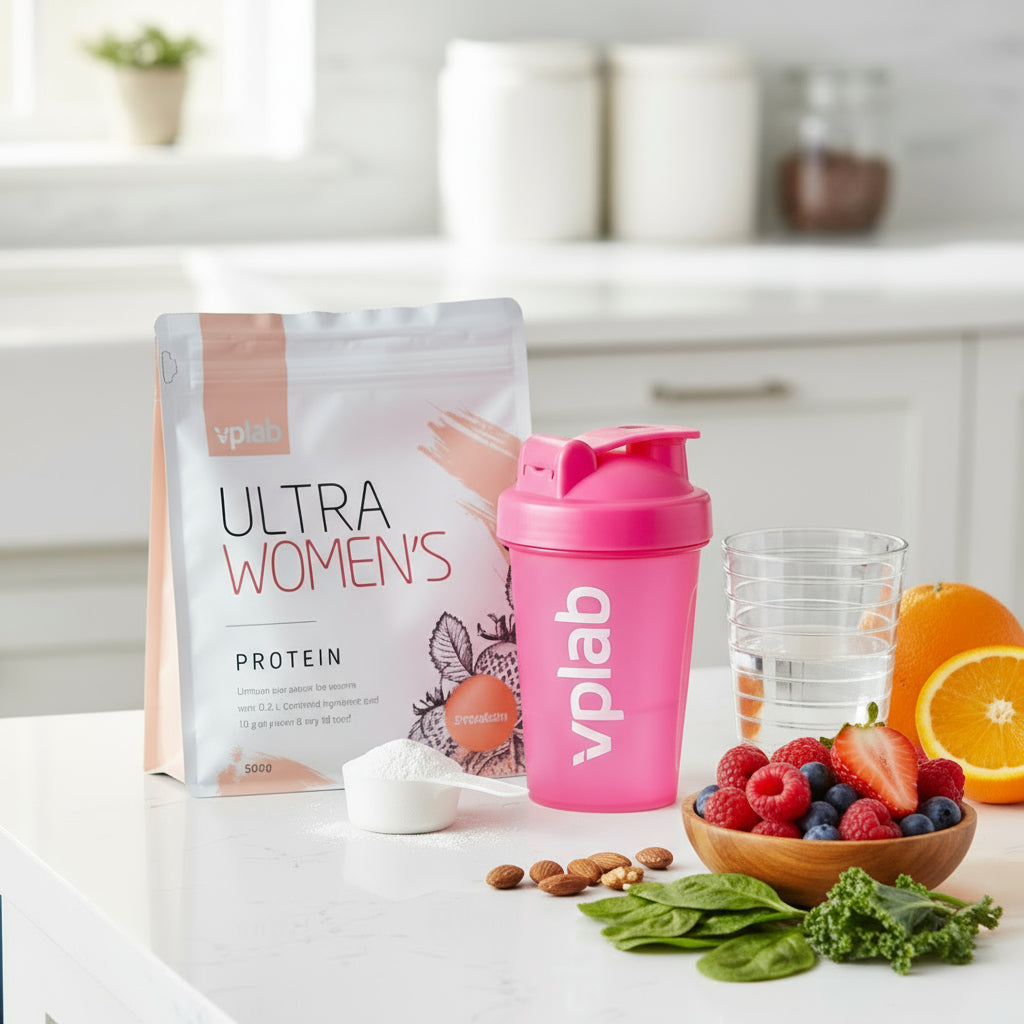 Vplab-ultra-womens-proteinas-ir-plaktuvė-sportui-moterims