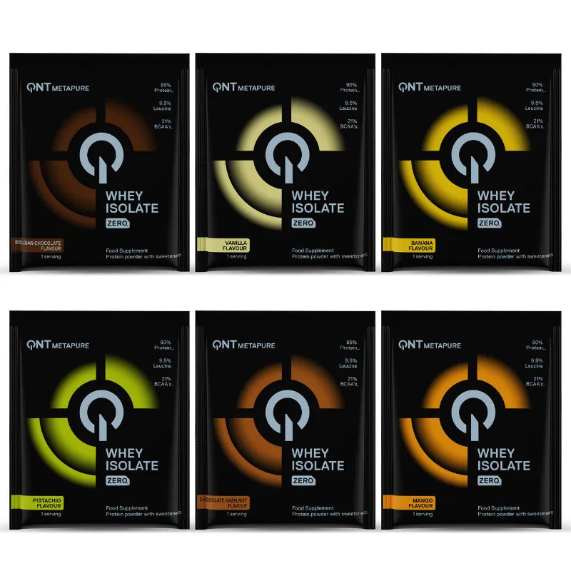 QNT ZERO CARB METAPURE 6 vnt. po 30g skirtingų skonių rinkinys