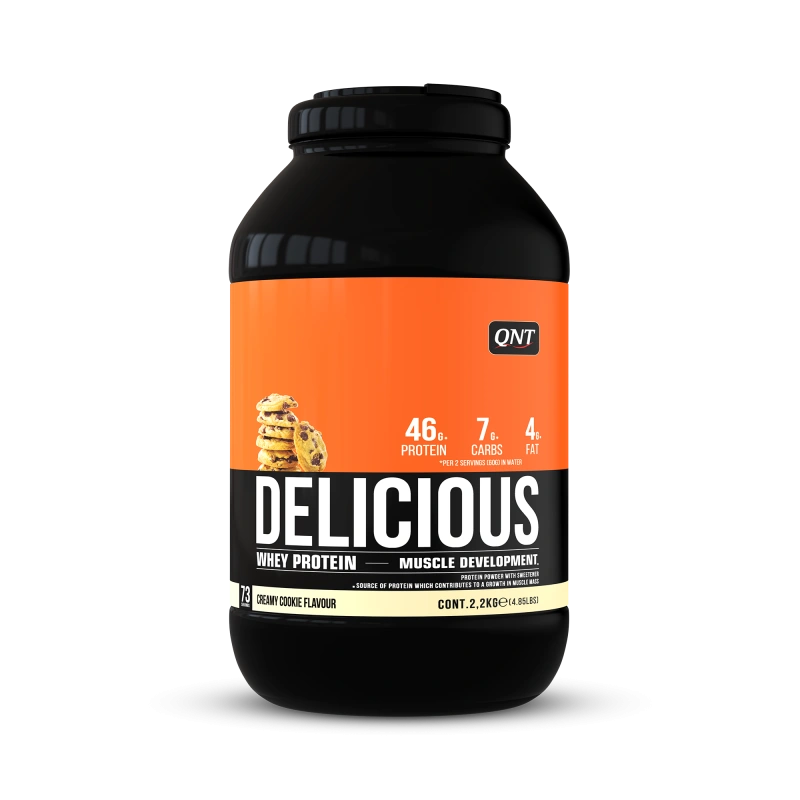 Išrūgų baltymai po sporto QNT Delicious, 2,2kg pakuotė, kreminių sausainių skonio