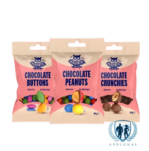 HealthyCo Šokoladinių saldainiukų 40g x4 vnt. rinkinys