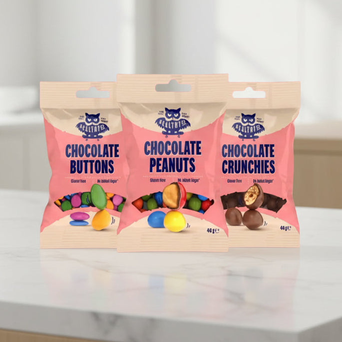 HealthyCo Šokoladinių saldainiukų 40g x4 vnt. rinkinys