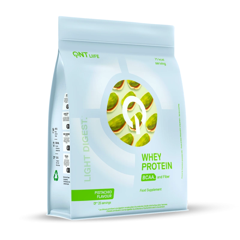 QNT whey protein light digest išrūgų baltymai pistacijų skonio