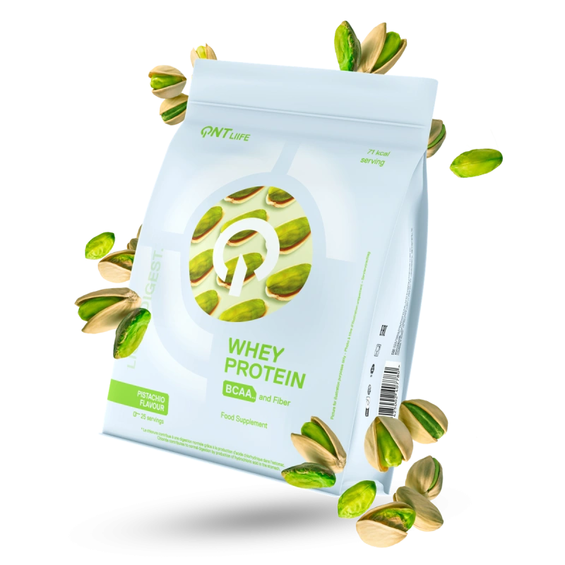 QNT whey protein light digest išrūgų baltymai su pistacijomis